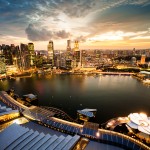 Aerial View Over Singapore Marina Bay