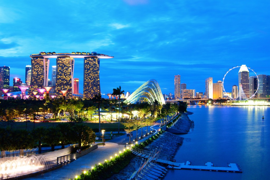 Singapore city skyline at night