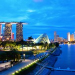 Singapore city skyline at night