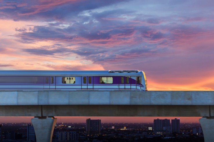 Sky train in the city, Bangkok, Thailand à¸à¸²à¸à¸à¸·à¹à¸­ à¸£à¸à¹à¸à¸à¹à¸²à¸ªà¸²à¸¢à¸ªà¸µà¸¡à¹à¸§à¸