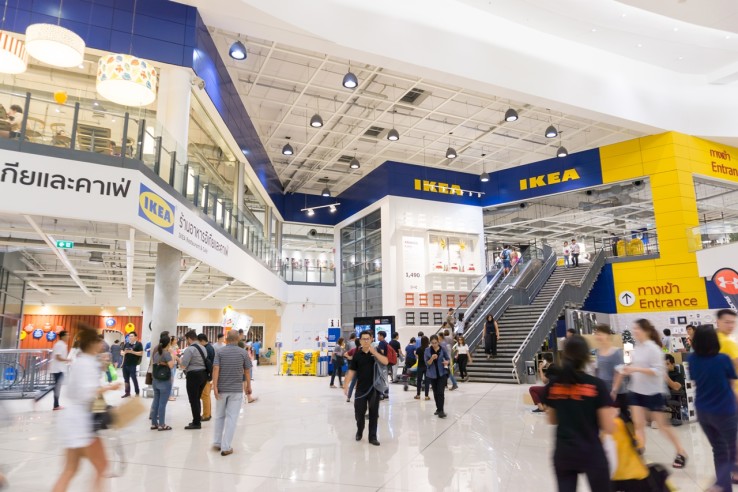Smut Prakan , Thailand - December 10,2017 : Front shop of IKEA Bangkok Store in Mega Bangna, Samut Prakan, Thailand. Ikea is the world's largest furniture retailer store.Ikea is a slef service furniture store.