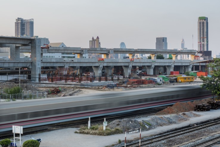 Construction site of Bangsue grand station Bangkok metropolitan  ,largest railway station in Southeast Asia and  600 metre long platforms, Thailand à¸à¸²à¸à¸à¸·à¹à¸­