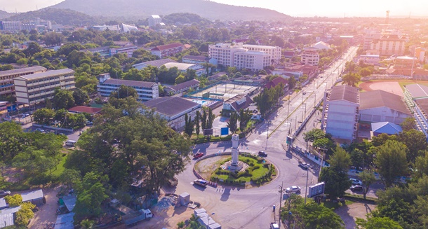 Aerial,View,Of,Sriracha,City,With,Soft,Light,Morning