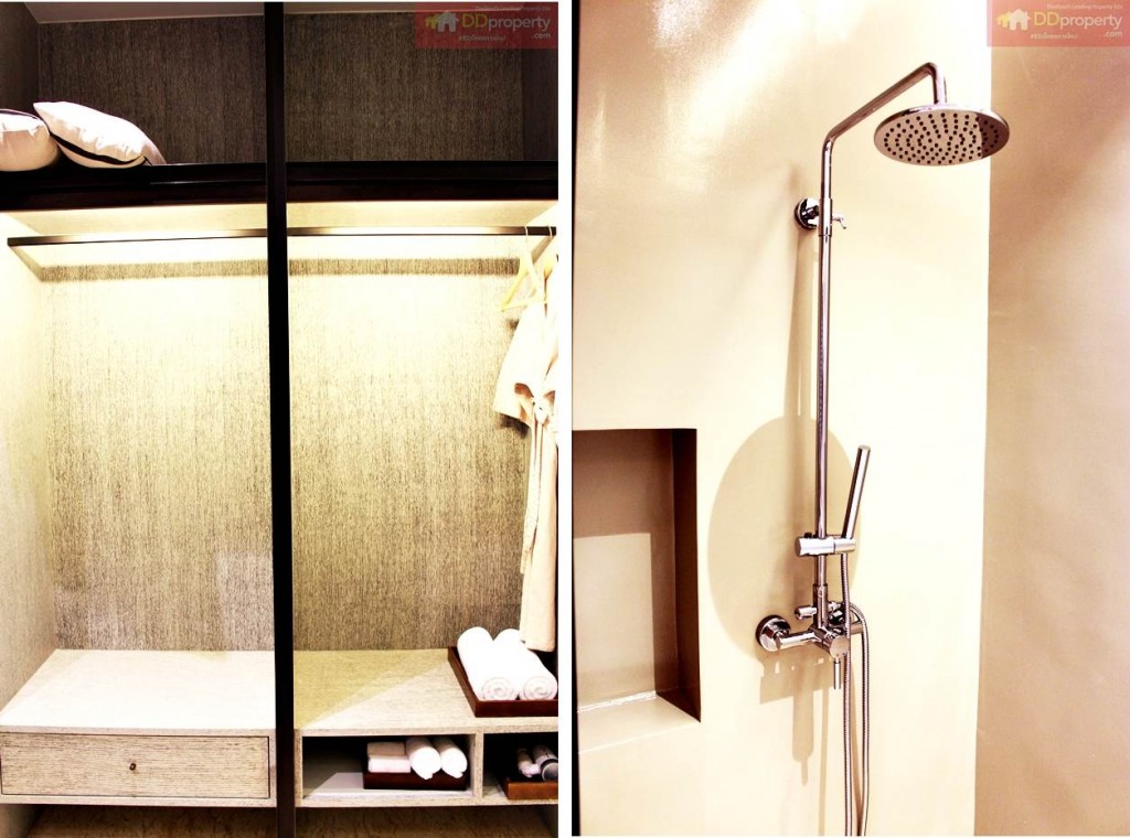 ตู้เสื้อผ้าแบบบิ้วท์อินแบบโอเพ่น / ฝักบัวขนาดใหญ่