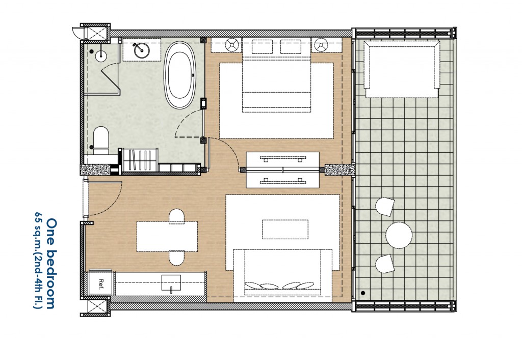 One bedroom 65 sq.m.(2nd-4th Fl)