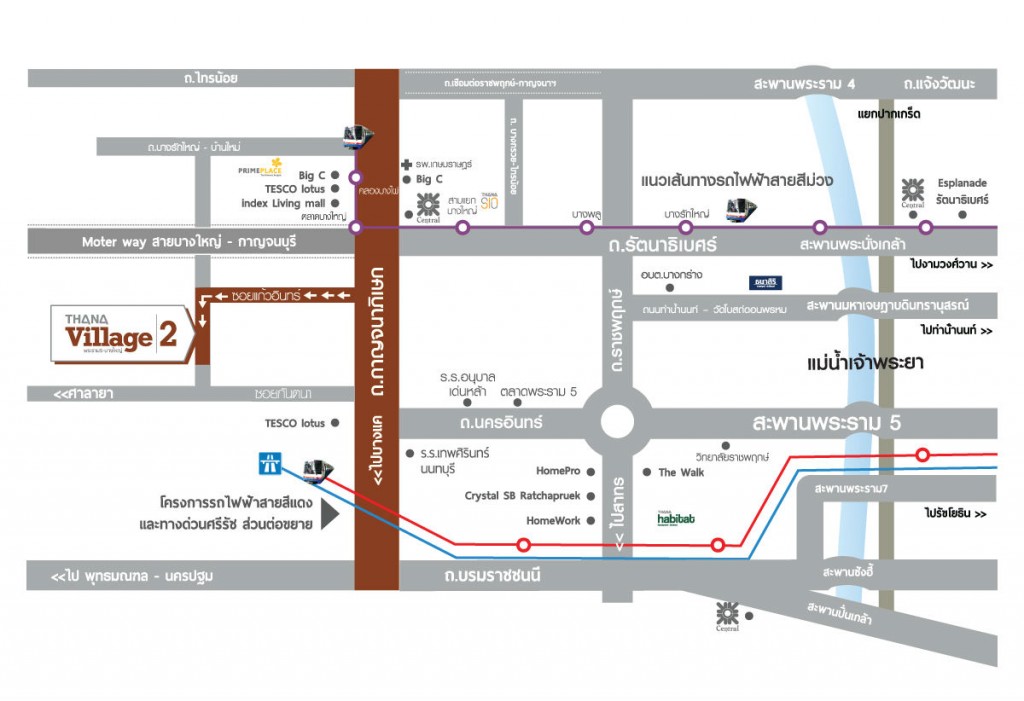 Thana Village 2 Rama 5 - Bangyai map