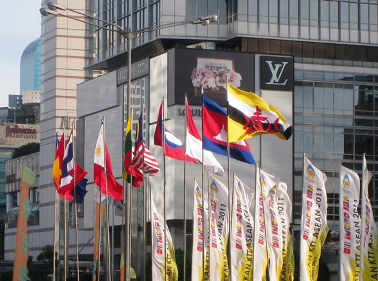 ASEAN Nations Flags in Jakarta