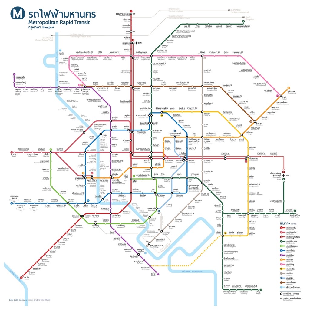 ลักษณะการวิ่งของรถไฟฟ้าสายสีน้ำเงินจะเป็นลักษณะวงแหวนวิ่งวนในกรุงเทพฯชั้นในผ่านย่านสำคัญต่างๆ