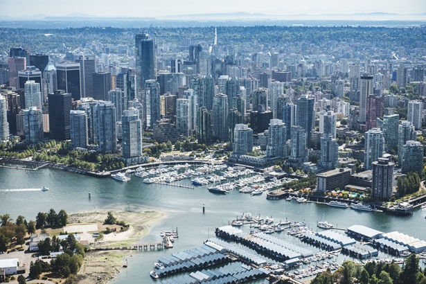 Vancouver skyline aerial view