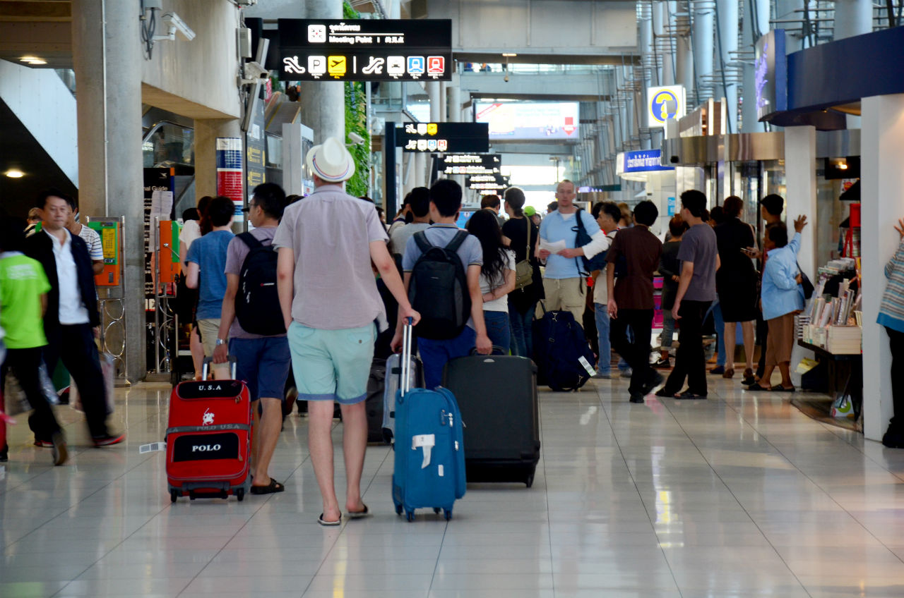 tourists at airport
