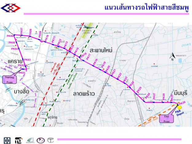 เส้นทางรถไฟฟ้าสายสีชมพู via www.mrta.co.th/pinkline/about2.html