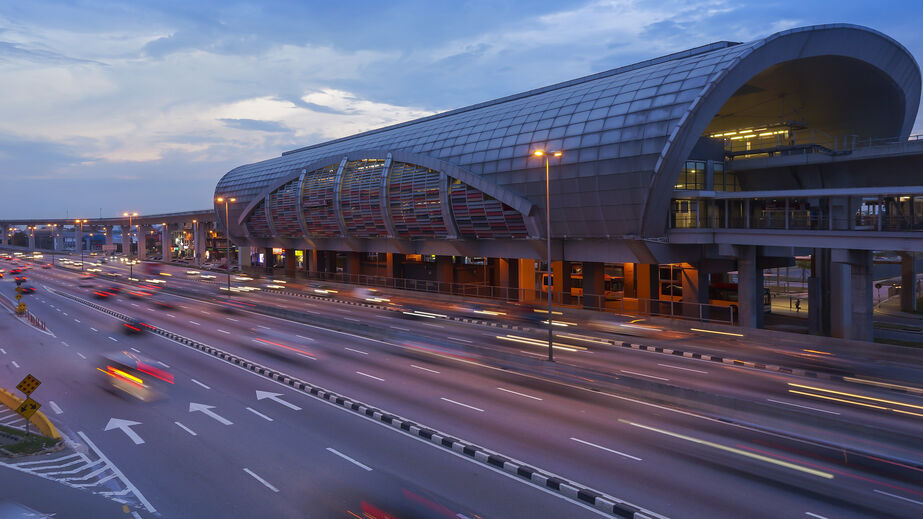 KUALA LUMPUR, MALAYSIA - SEPTEMBER 11, 2018: Traffic at LRT Station at Puchong, Kuala Lumpur, Malaysia