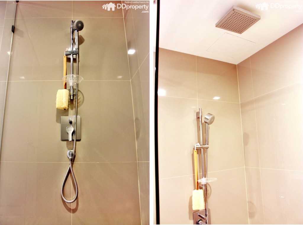 เครื่องทำความร้อนฝังในผนังเพื่อความสวยงาม ทีผักบัวอันใหญ่ด้านบน