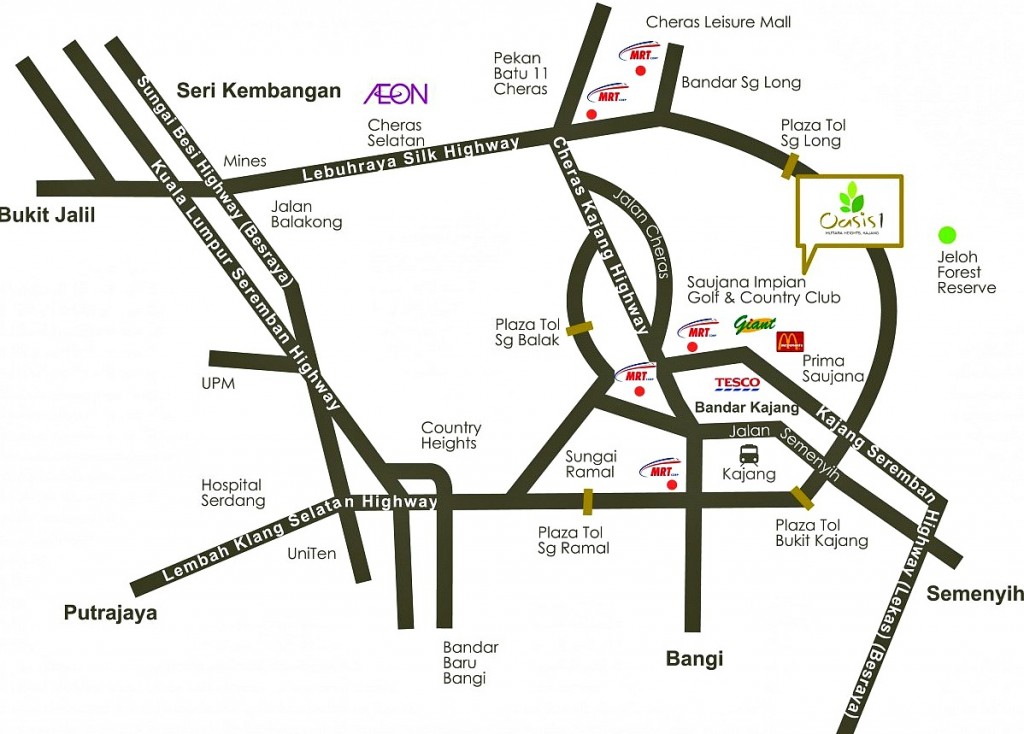 003 Oasis 1 - Major Highways around Kajang and Mutiara Heights.
