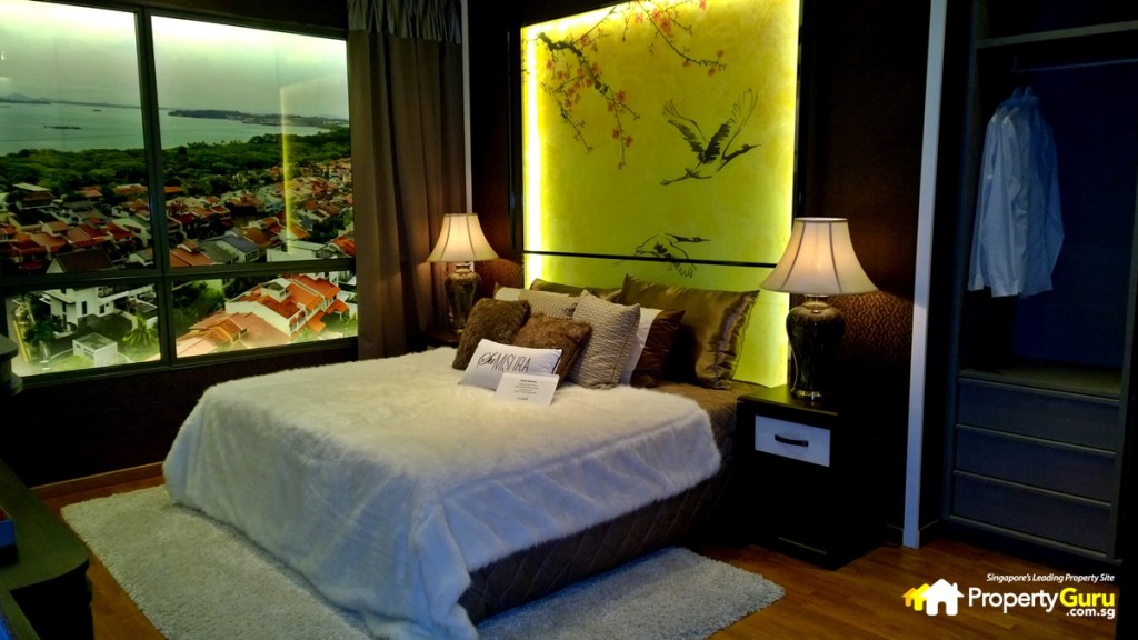 Vue 8 4-bedroom show unit with illustrated view of the sea