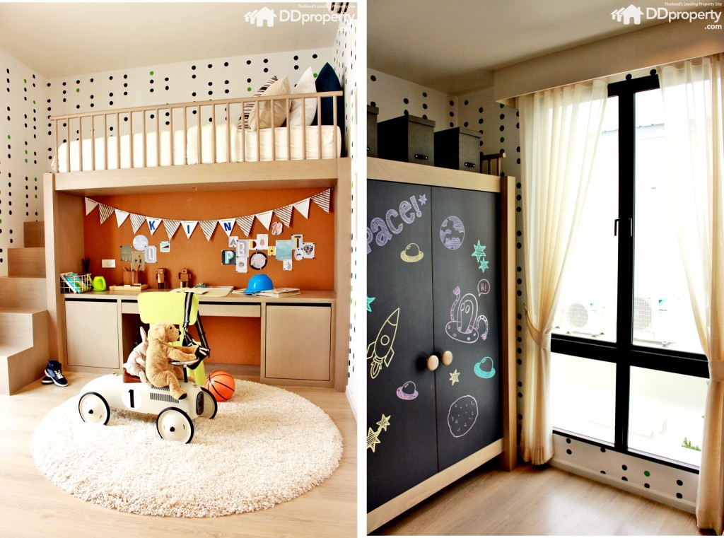 ห้องนอนเล็กของห้องตัวอย่างจัดมาได้อย่างสวยงาม