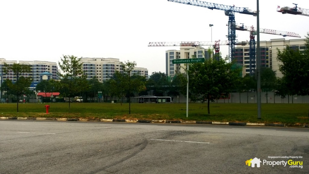 Field separating showflat and the bus stop you'll alight at