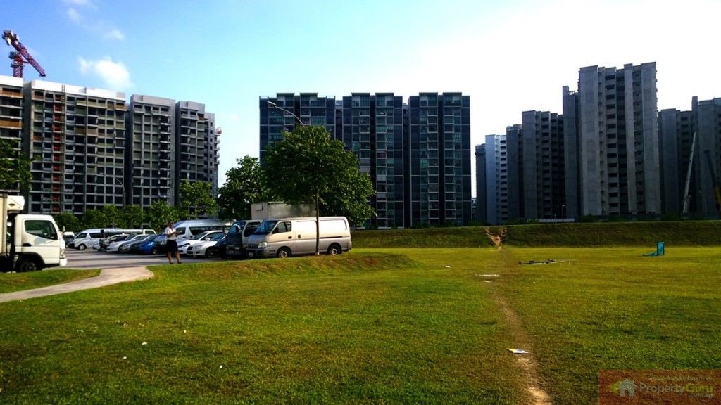 Open0air carpark between Jewel @ Buangkok and MRT station