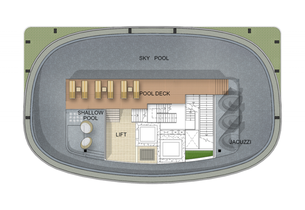 ชั้นที่ 42 เป็นพื้นที่ส่วนกลางประกอบด้วย: สระว่ายน้ำ (swimming pool และ shallow pool) และพื้นที่สีเขียว