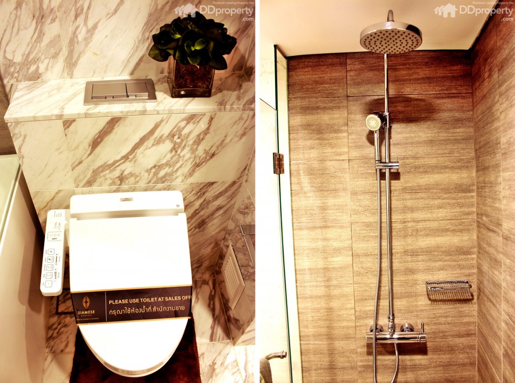 ภายในห้องน้ำเน้นลวดลายธรรมชาติให้ความรู้สึกสบายๆ