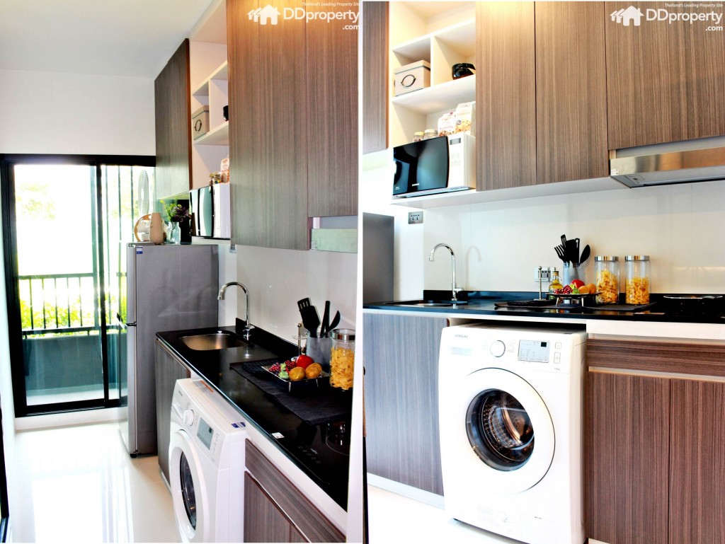 บิวท์อินพื้นที่ภายในห้องครัว แบบเข้ามุมยกสูง