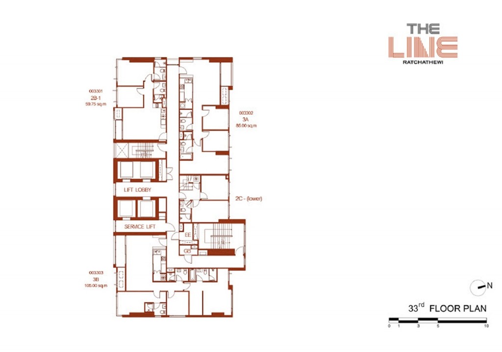 The Line Ratchathewi Floor Plan8 Floor 33-008