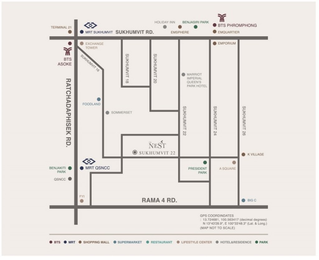 แผนที่เดินทางสู่ เดอะ เนสท์ สุขุมวิท 22