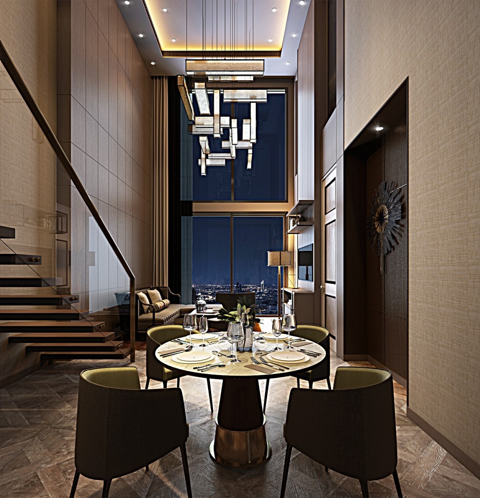 The Residences at Mandarin Oriental Bangkok Two BedroomICONSIAM - MO -  Two Bedrooms - Living - 01-001