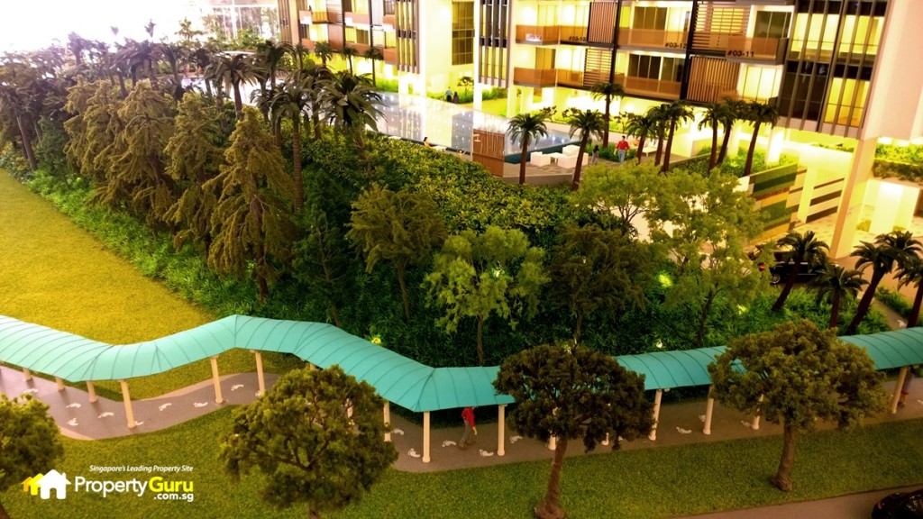 Pathway leading from Aljunied MRT station to Tre Residences