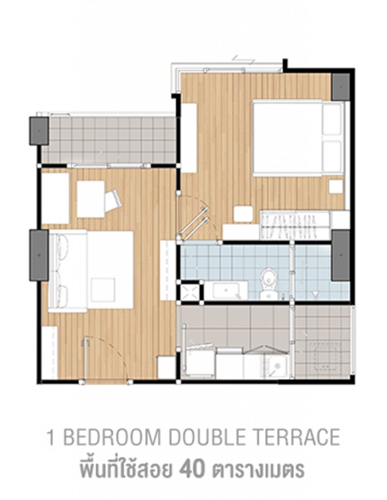 U Delight Ratchavibha7 RoomLayout1B40-2terrace-005