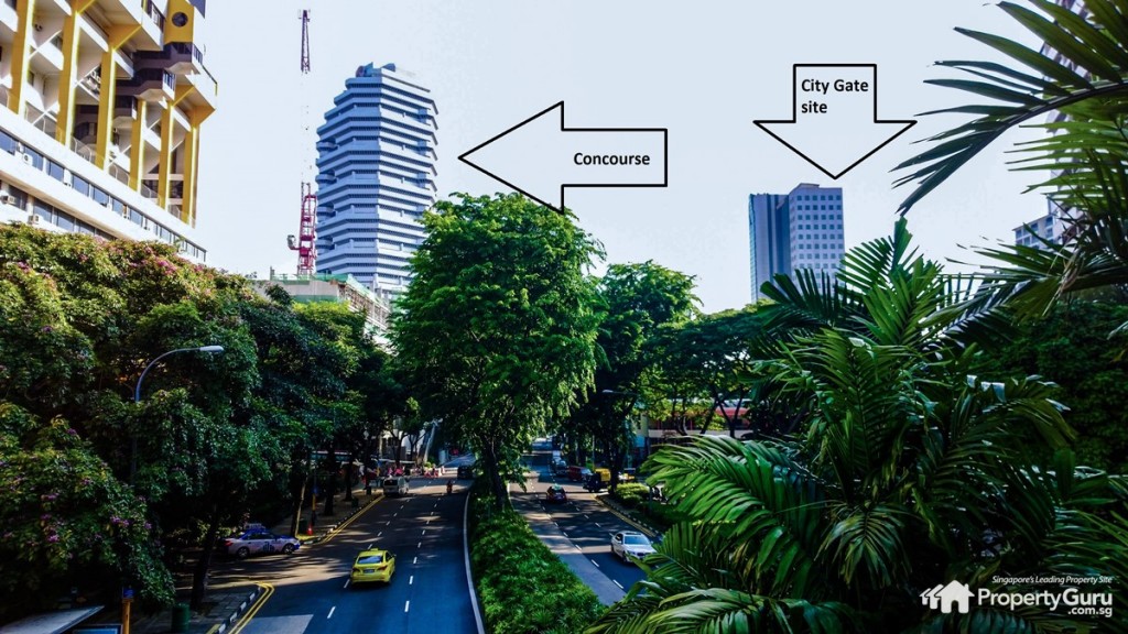 View from Golden Mile Bridge of Concourse and City Gate site