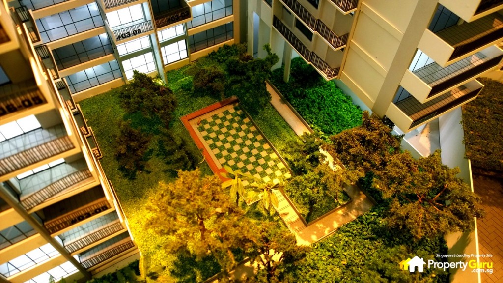 Landscaping for units that do not have a view. (Not indicative of actual landscaping)