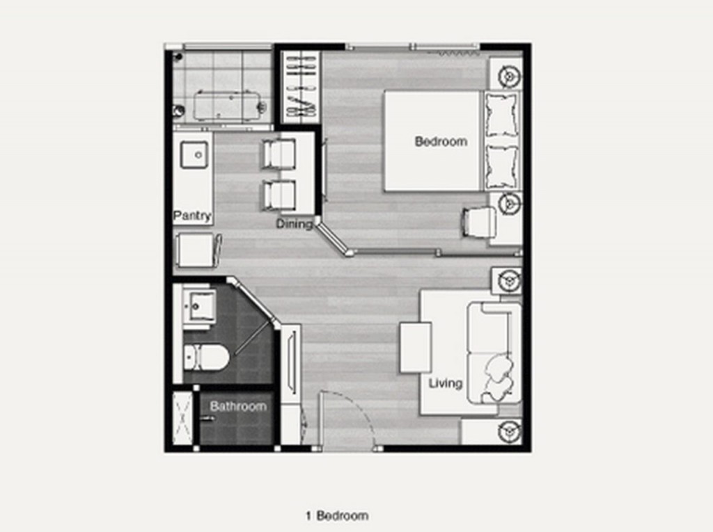 แปลนแบบ 1 ห้องนอน