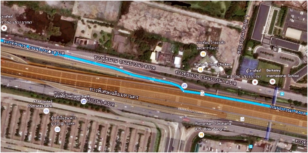 ใช้ 2 ช่องทางขวา เพื่อใช้ทางลาด ถนนหมายเลข 34 ไป ชลบุรี