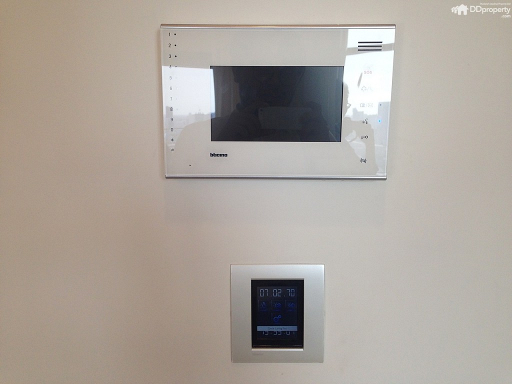 An air-conditioning control panel and security-check monitor