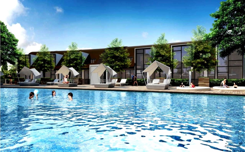 Infinity Pool with origami cabanas Venue Residences Sales Kit