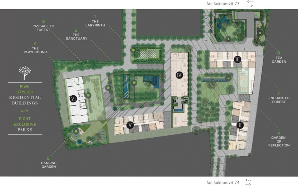 ตำแหน่งพื้นที่สีเขียวของโครงการ