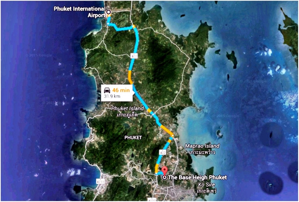 เริ่มออกเดินทางจากสนามบินนานาชาติภูเก็ต ใช้เส้นทางเทพกระษัตรี หมายเลข 4031 