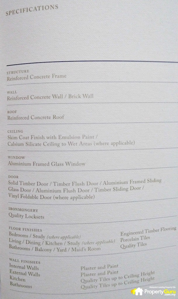 27 Southern Marina Residences - Specifications 1