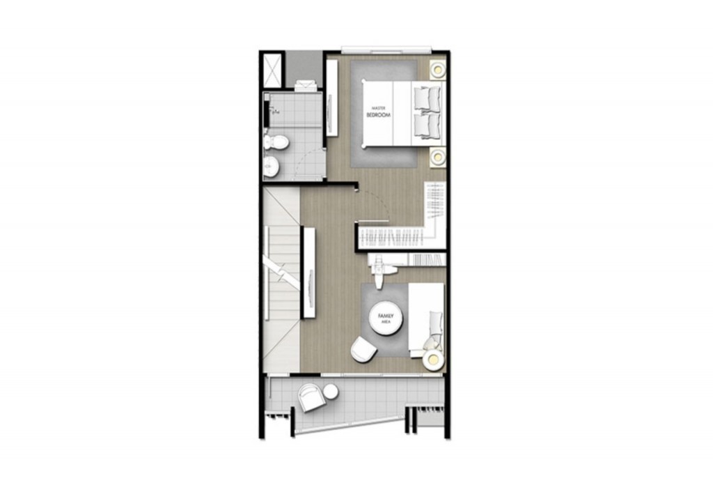ชั้น 2 ประกอบด้วย: 1 ห้องนั่งเล่น , 1 ห้องนอนใหญ่ , 1 ห้องน้ำ , ระเบียง (ความกว้างประมาณ 5 เมตร)