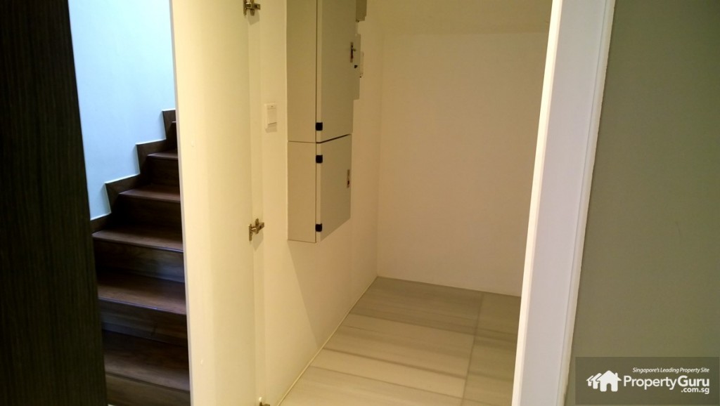 Storage space next/beneath stairs to master bedroom