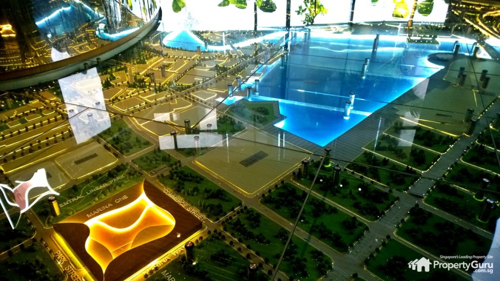 3D model of Marina Bay area beneath Marina One Residences lobby