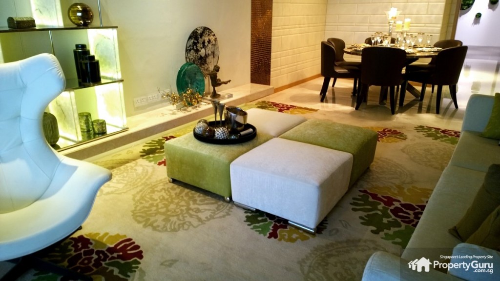 Marina One Residences 3BR living room with dining table