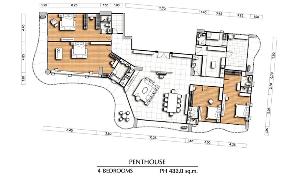 Riva Plan RoomTowerA_Penthouse_4bed_433-002