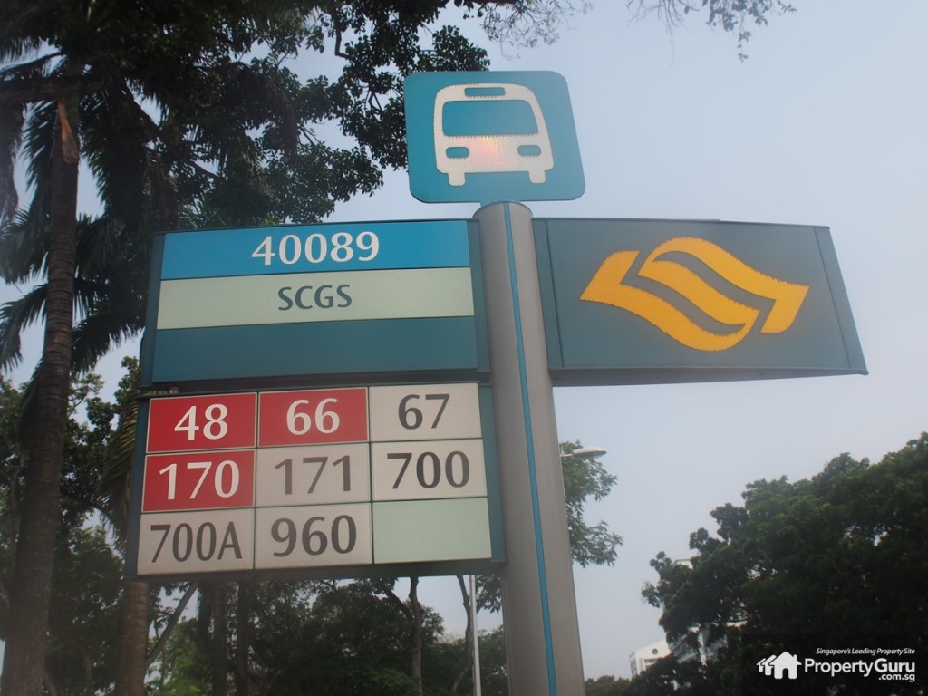 Bus stop outside the residences