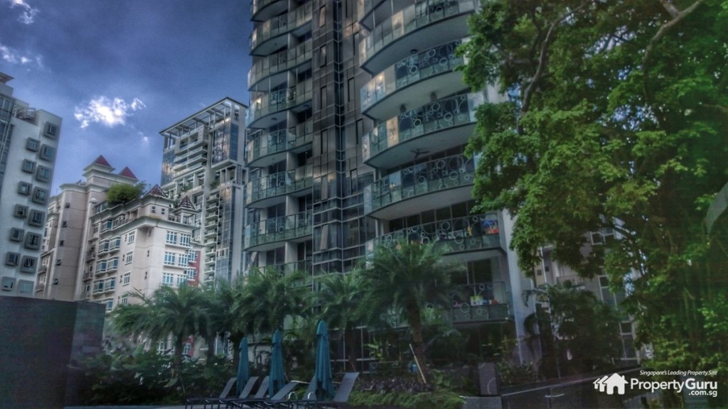 Facade of Hallmark Residences overlooking the pool