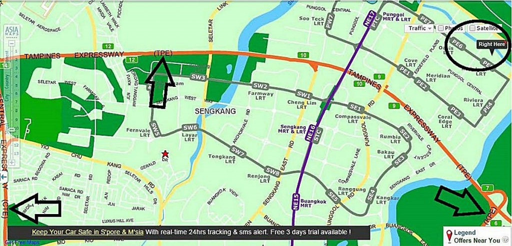 location, nearby, punggol, expressways