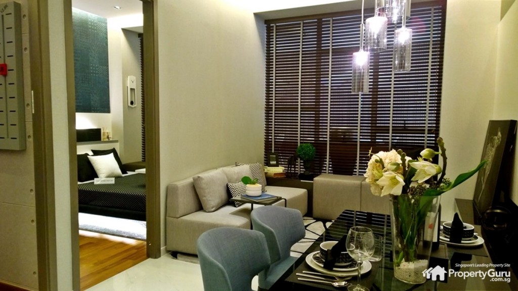 Living area and dining table