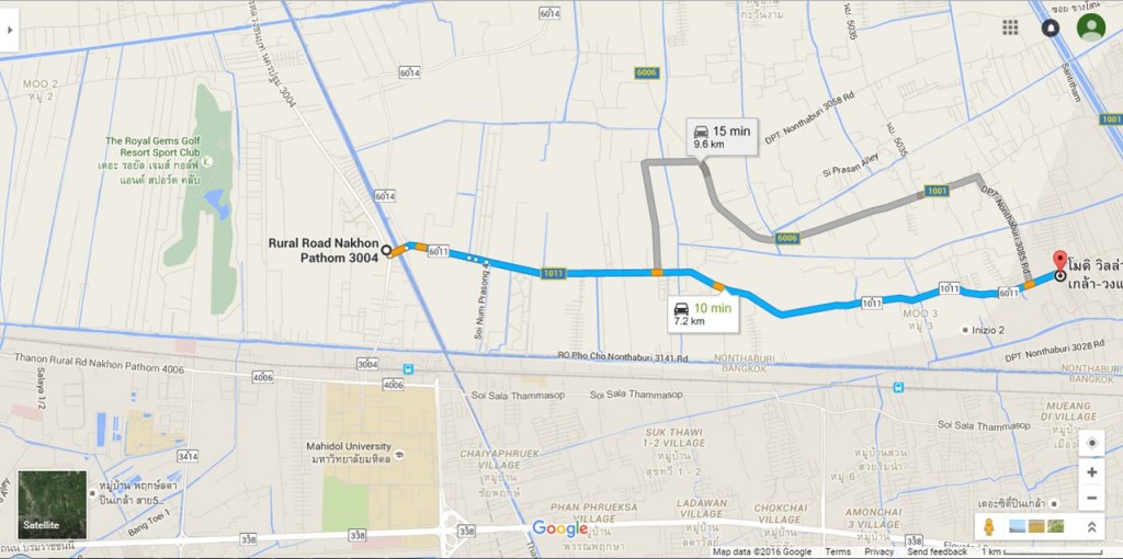 เมื่อเลี้ยวขวาเข้ามาให้ตรงมาประมาณ 7 กิโลเมตรโครงการจะอยู่ทางฝั่งขวามือ (ตรงข้ามโครงการ Inizio) 