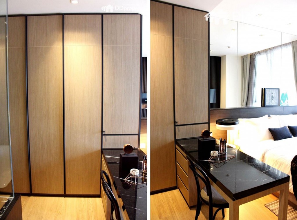 ตู้เสื้อผ้าและโต๊ะทำงานข้างเตียง